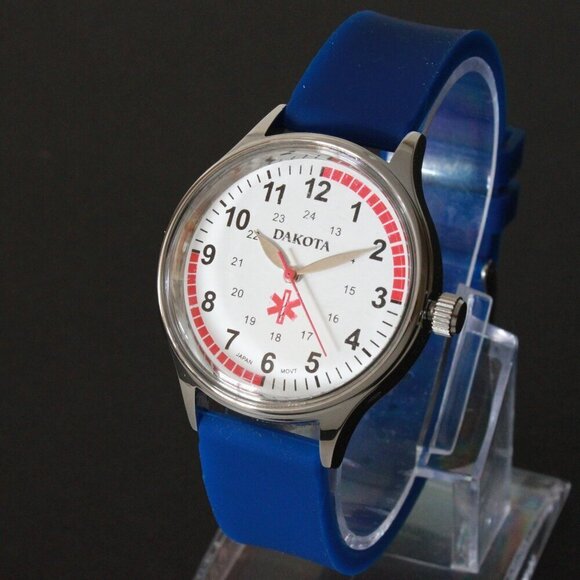 Dakota RN Quartz Nurse Watch Blue Rubber Strap Japanese Movement 35mm - Picture 4 of 13